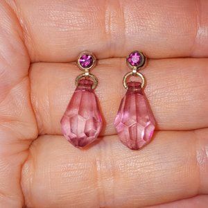 Pink and purple faux stone dangle earrings